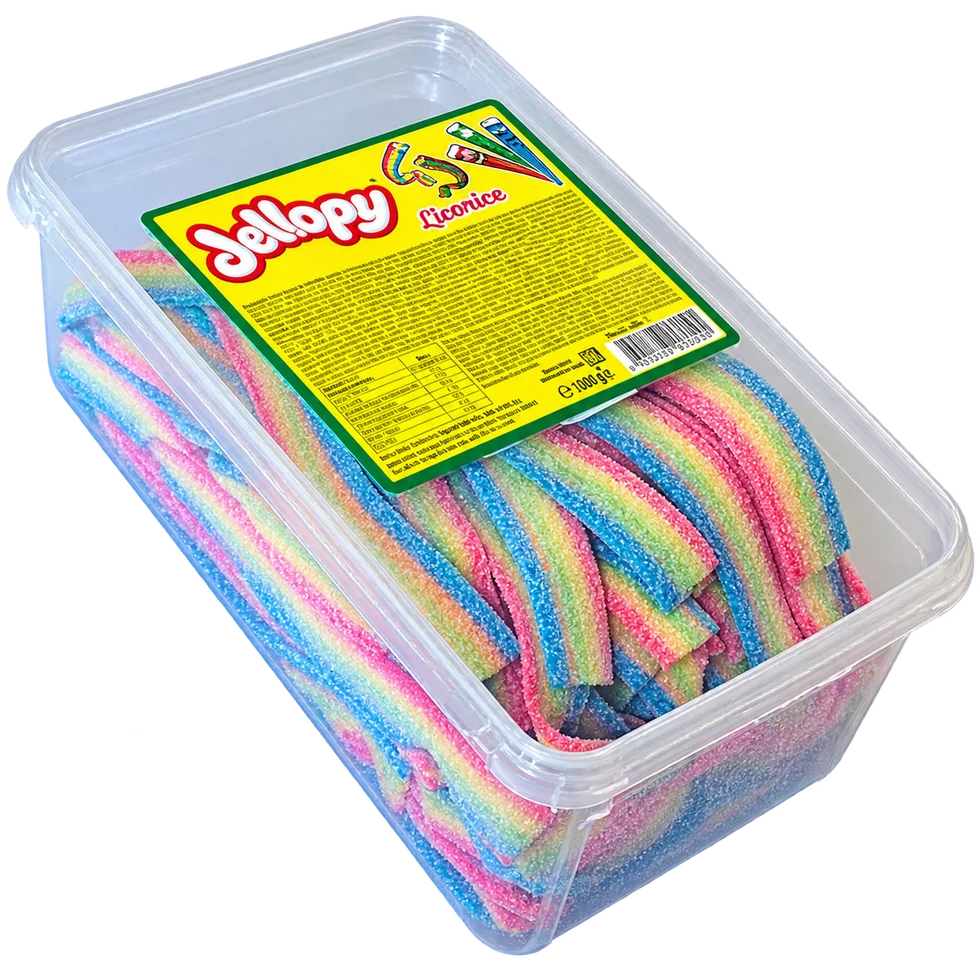Jellopy Sour Belt Mix Fruits 1000g Tub